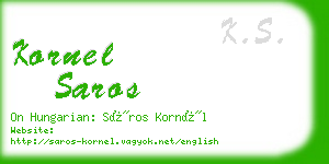 kornel saros business card